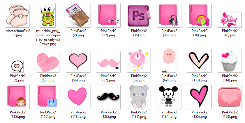 23 Cute Icons Pack screenshot 1 - 23 Cute Icons Pack includes a set of nicely designed icons you can use to give a new look to your PC apps.