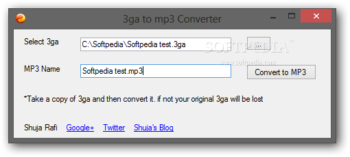 3ga to mp3 Converter screenshot 1 - 3ga to mp3 Converter comes with a simple interface to help you perform the conversions on the spot.
