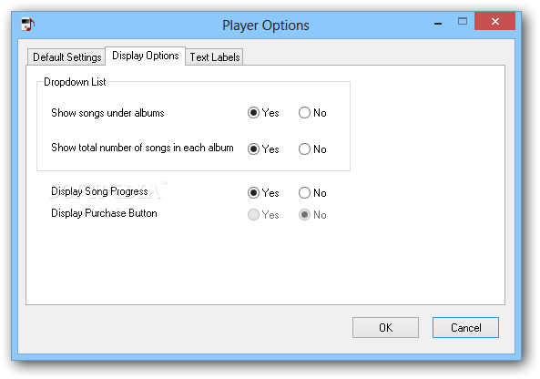 A4Desk Flash Music Player screenshot 5 - In this tab of A4Desk Music Player you can configure the button links for the player you create.