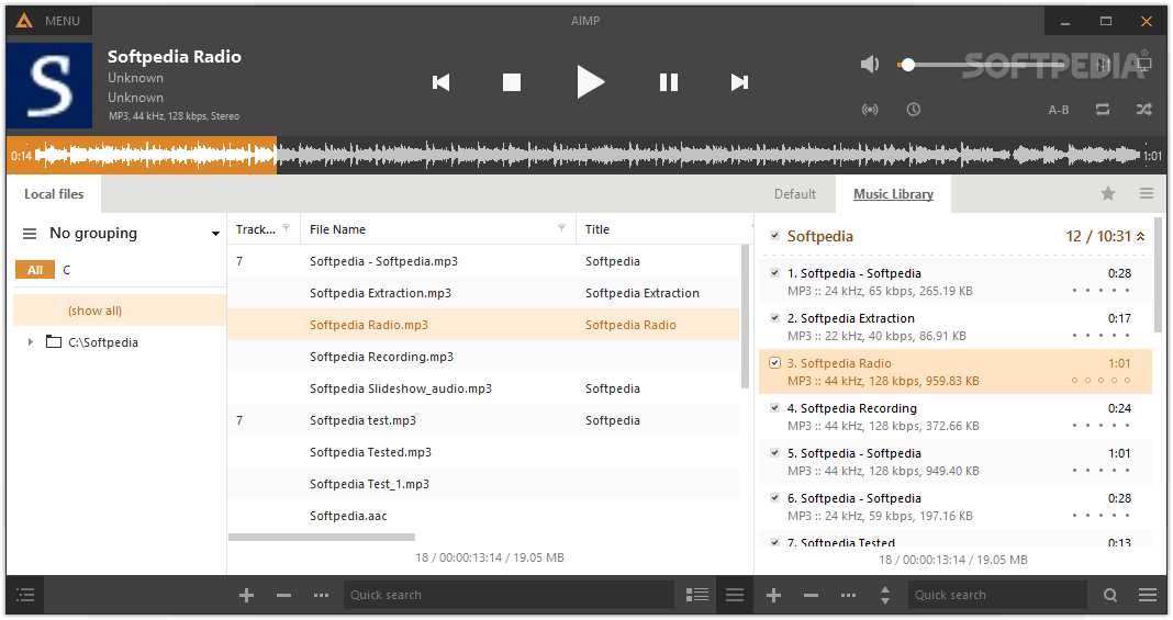 AIMP screenshot 1 - You can use the main window of the program to listen to your favorite songs.