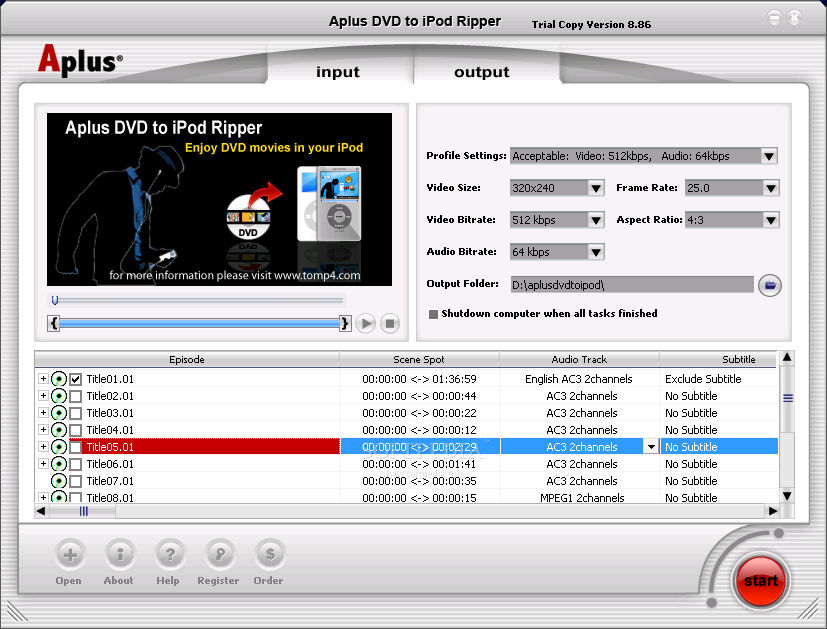 Aplus dvd to ipod ripper 9.0