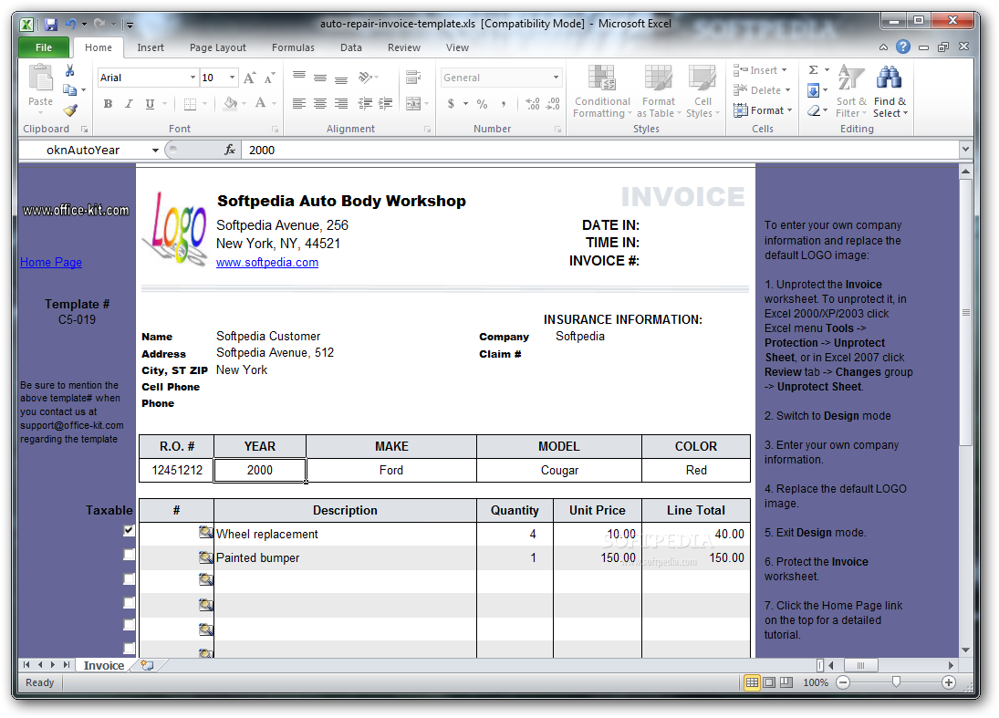 time   worksheet be  customized  with can Auto The worksheet  Repair Invoice Template billing