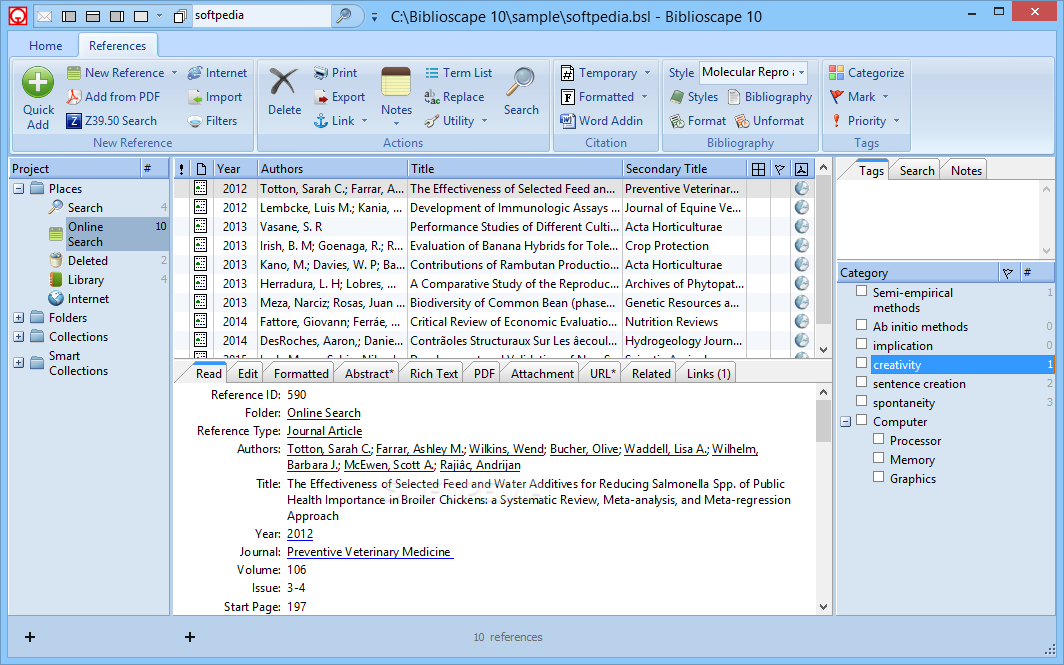 Software for organizing research papers