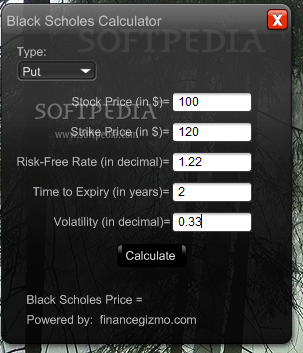 Black ScholesȨֵ1.0_Black Scholes Option Value Calculator 1.0
