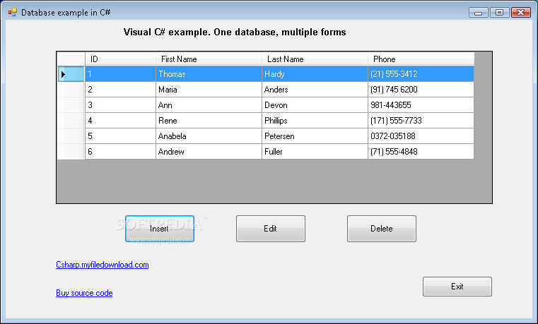 Cʽݿʾ2_C# Multiple Forms Database example 2