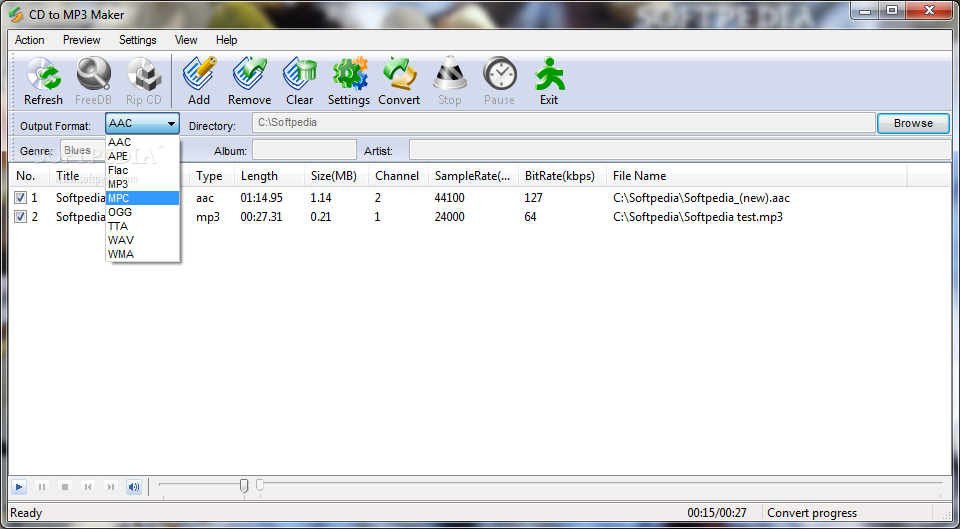  on Cd To Mp3 Maker Screenshot 2   The Output Format Of Your File Can Be