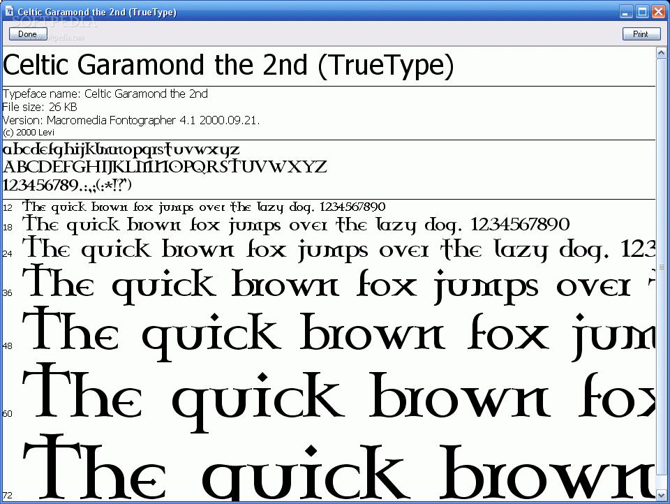 Celtic Garamond The 2 Font