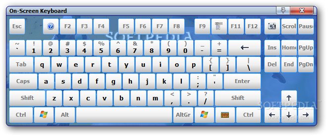 Comfort On-Screen Keyboard Pro 
screenshot 2 - The main window of application is represented by a 
transparent QWERTY keyboard.