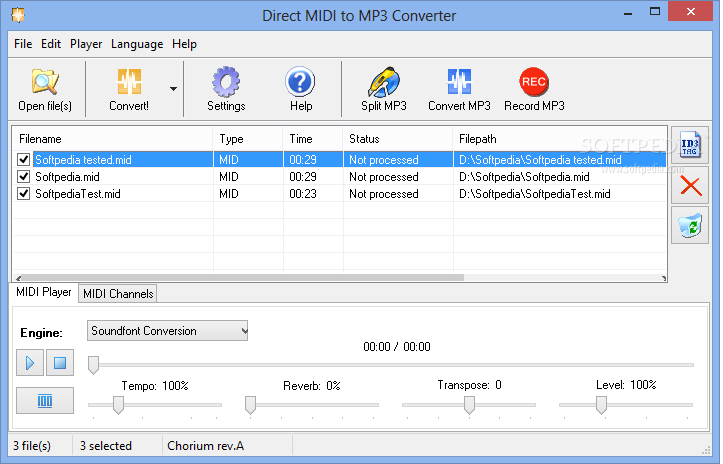 Direct midi to mp3 converter