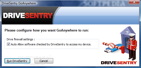 DriveSentry GoAnywhere screenshot 1 - The entire configuration to be made in DriveSentry GoAnywhere consists in enabling the app to allow software verified by DriveSentry to access the portable device.