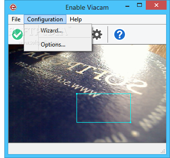 Enable Viacam screenshot 2 - The Configuration menu of the program allows you to quickly access the Wizard and Options window.