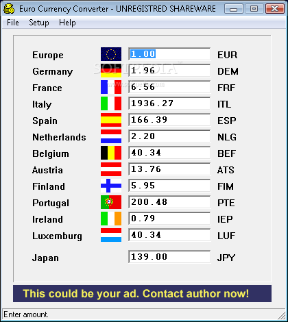 Convert on Converter Screenshot 1   In The Main Window Of Euro Currency Converter