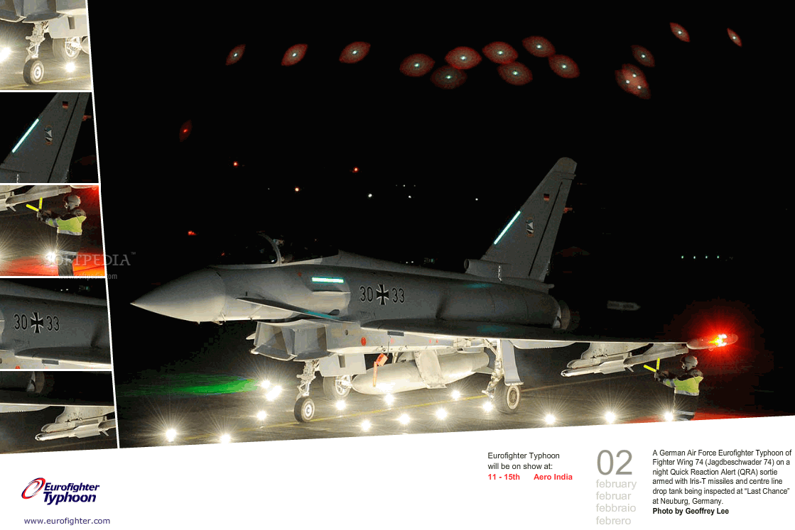 Eurofighter Typhoon 2009 screenshot 1 - Eurofighter Typhoon 2009 is an animated and beautiful airplane screensaver.