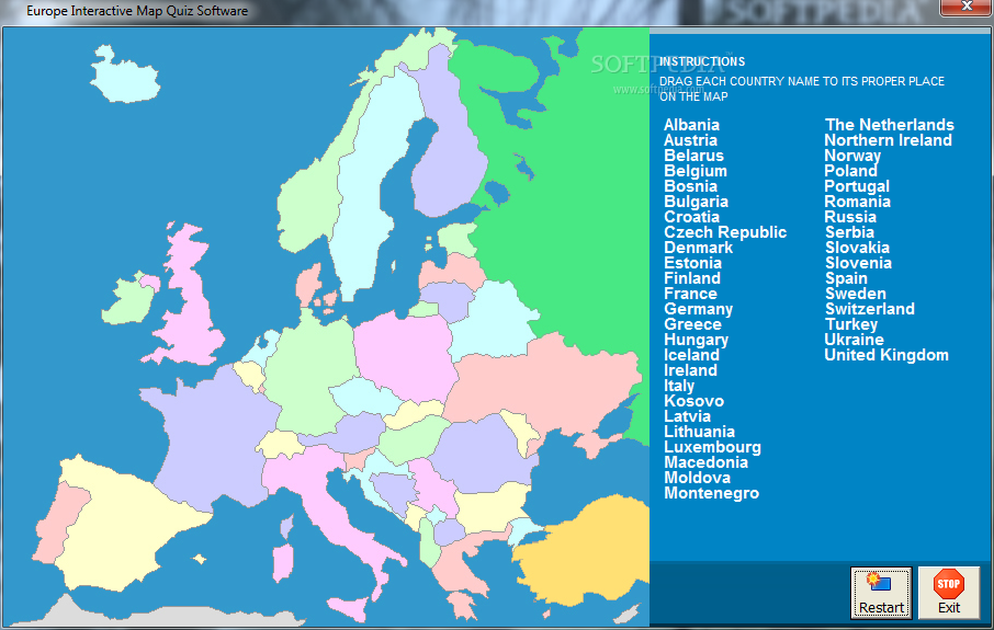 ŷ޻ͼ7.0_Europe Interactive Map Quiz Software 7.0