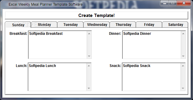 weekly planner template. Excel Weekly Meal Planner