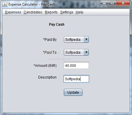 Expense Calculator screenshot 2 - The application enables you to quickly add new payments by selecting the candidates