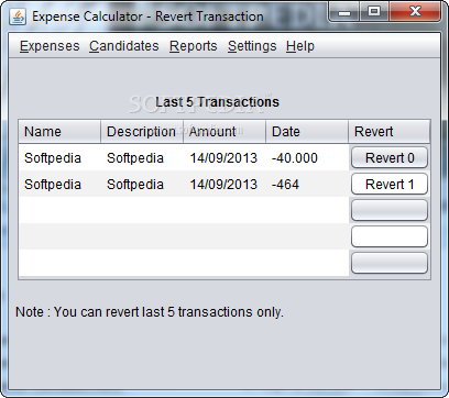 Expense Calculator screenshot 3 - You have the possibility to view and analyze the last five transactions within minutes
