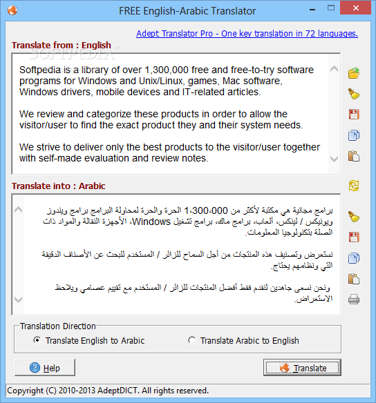 How do you get a free English to Arabic translation?