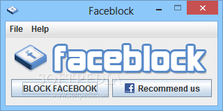 Faceblock screenshot 1 - The main window of Faceblock enables you to block the access to the Facebook website.