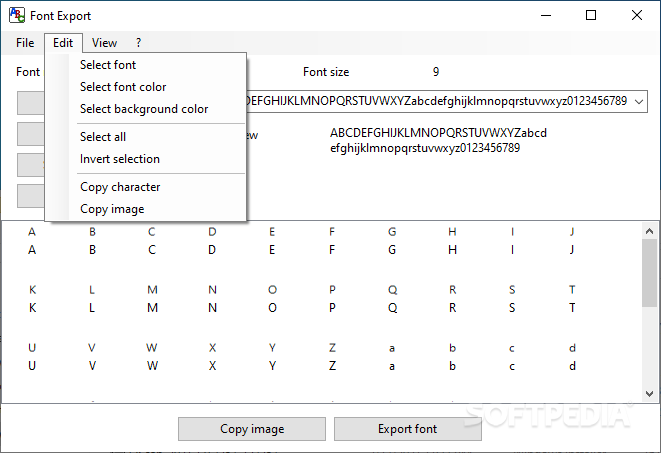 Alternate Font Export screenshot 2 - Edit tab window of Alternate Font Export