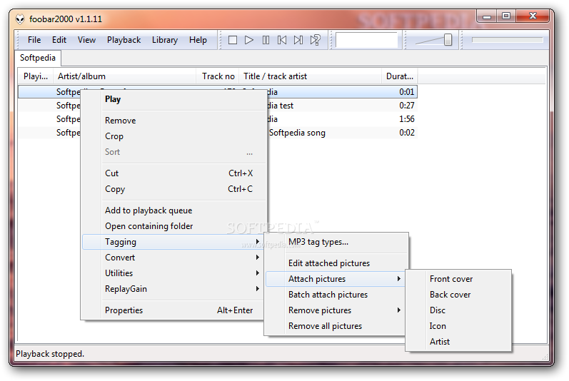 foobar2000 screenshot 1 - This is the main window of foobar2000, where you will be able to start creating playlists.