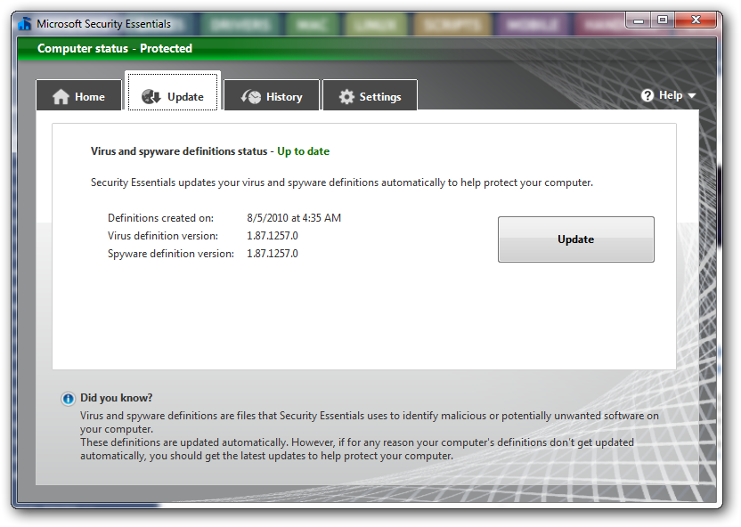 ΢Security EssentialsForefrontͻ˰ȫ1.157.691.0_Microsoft Security Essentials & ForeFront Client Security Definition Updates 1.157.691.0