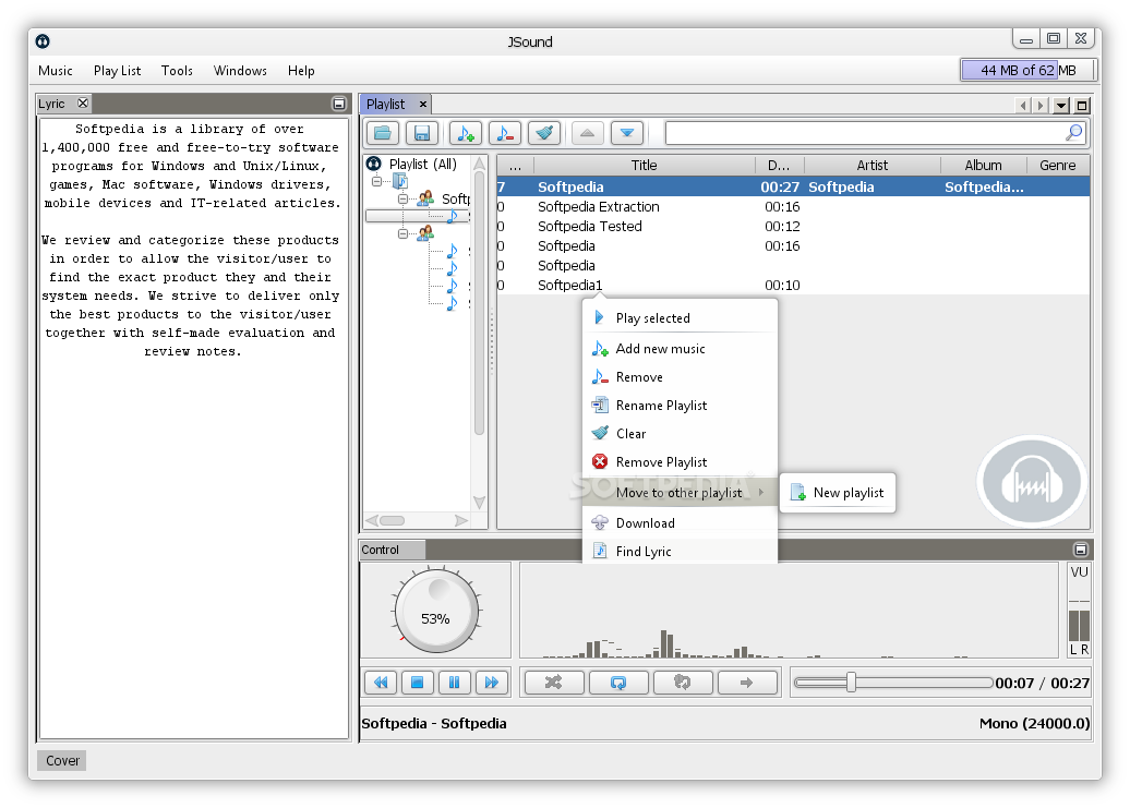 JSound screenshot 2 - JSound features a music editor that you can use to cut audio files into smaller pieces.
