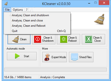 KCleaner screenshot 3 - This is the Expert Mode of KCleaner where you can select the files you want to remove or to keep