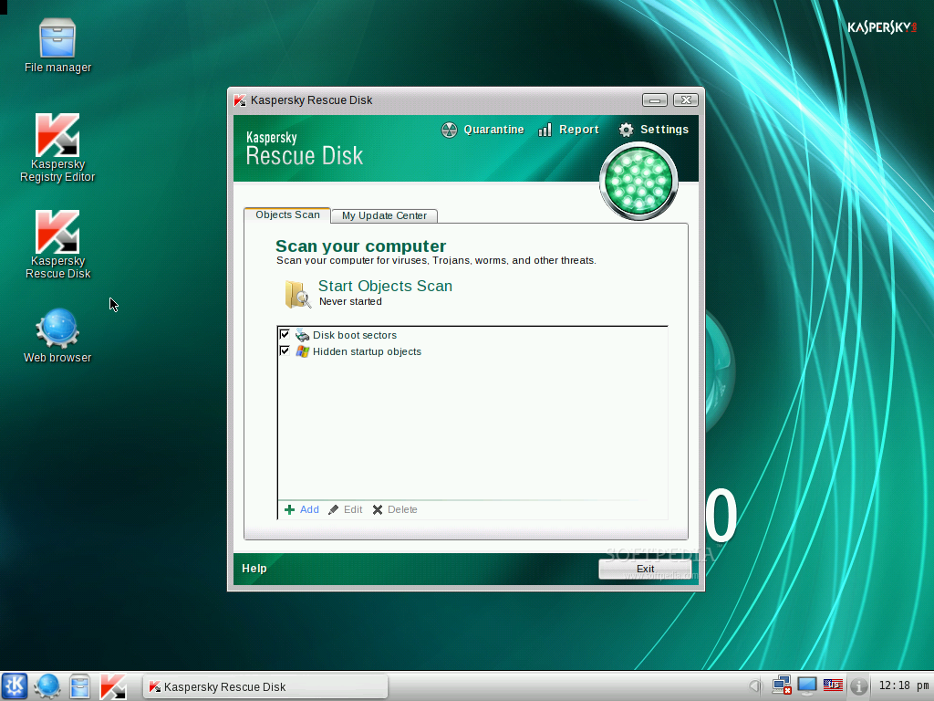 Kaspersky Rescue Disk screenshot 3 - The Kaspesky Rescue Disk dedicated application within the booted operating system will help you get rid of the malware