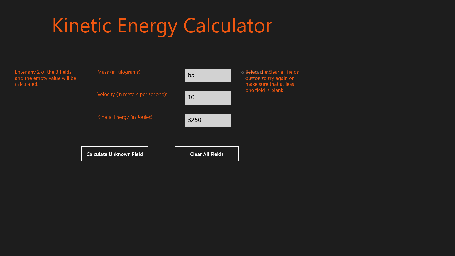 ΪWindows 8 1.0.0.0ܼ_Kinetic Energy Calculator for Windows 8 1.0.0.0