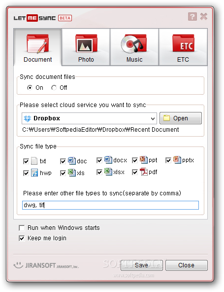LetmeSync screenshot 1 - LetmeSync allows users to synchronize files hosted inside various cloud storage services.