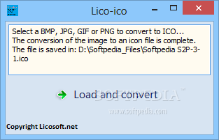 Lico-Ico screenshot 1 - The main window of Lico-Ico allows users to load the picture to be converted to ICO format.