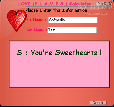 love calculator. Screenshot 1 of Love calculator Opera Widget