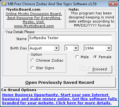 Screenshot 1 of MB Free Chinese Zodiac and Star Signs Software