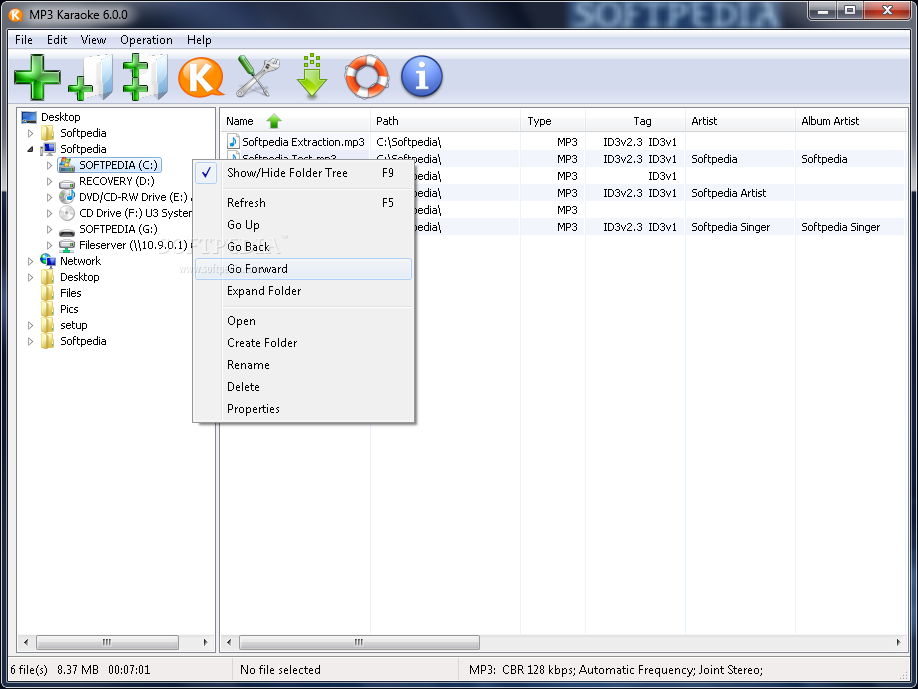 MP3 Karaoke screenshot 1 - This is the main window of MP3 Karaoke where you can add the folders that store your MP3 files