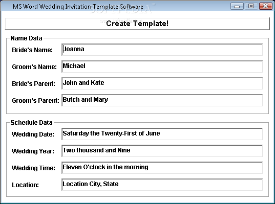 Screenshot 1 of MS Word Wedding Invitation Template Software