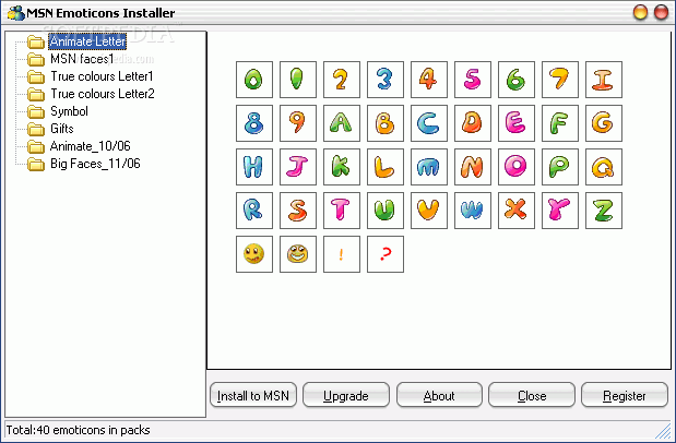 Screenshot 1 of MSN Emoticons Installer