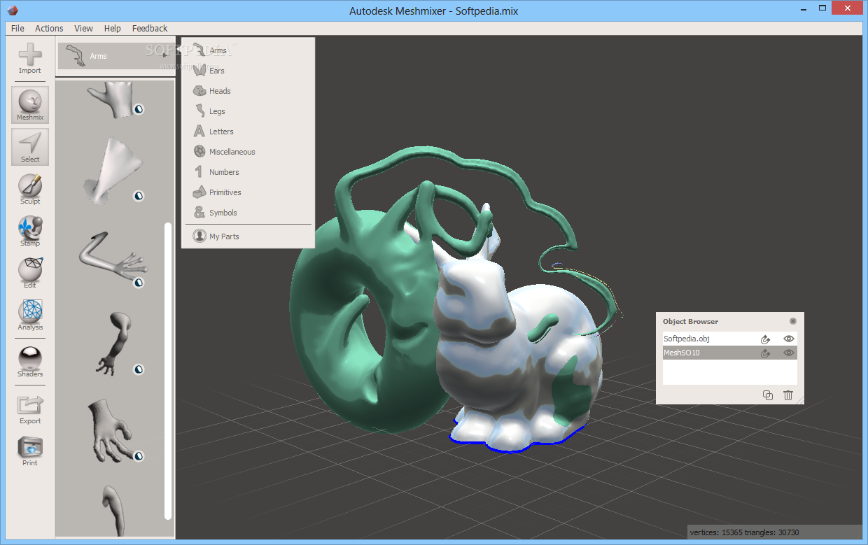 MeshMixer screenshot 1 - You can use the following of the application to edit and create various models.