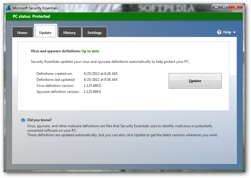 Microsoft Security Essentials 4.9.218.0 (32-bit)