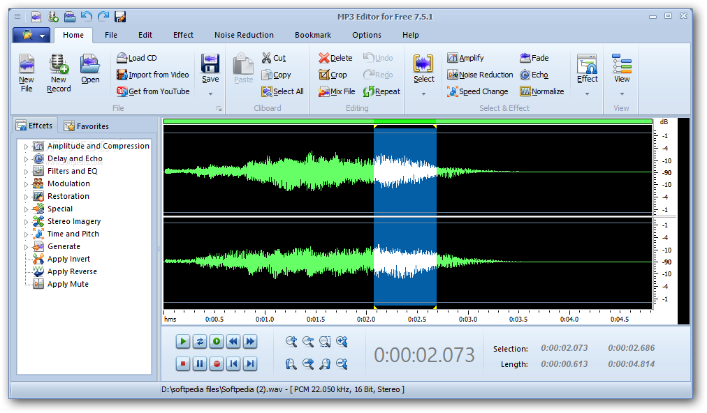 Editing  Files on Mp3 Editor For Free Screenshot 1   This Is The Main Window Of The