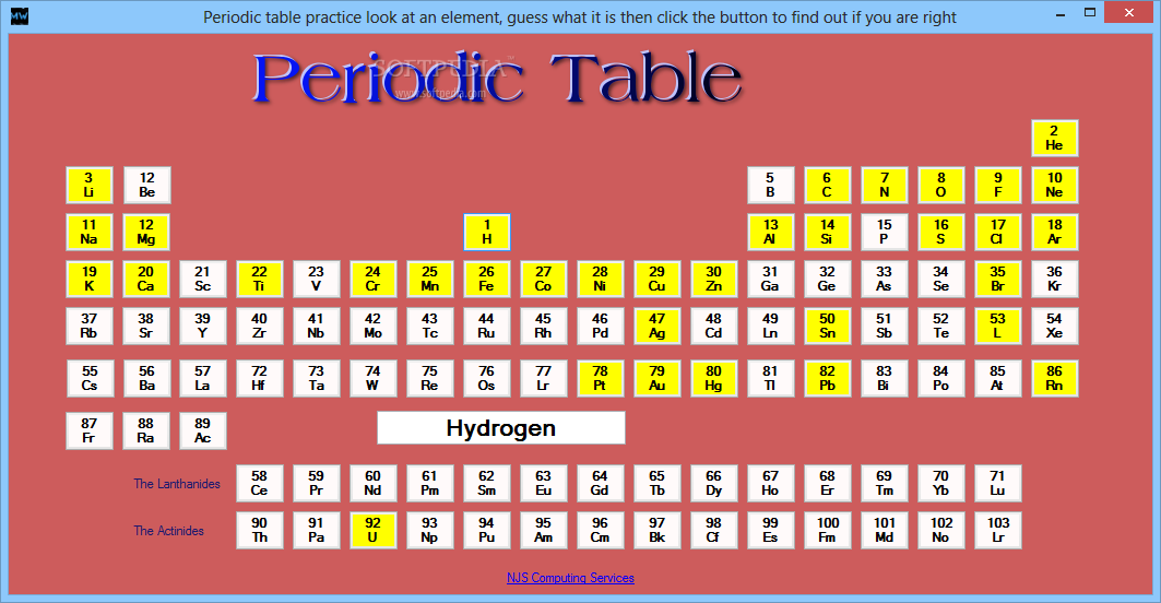 Periodic Table screenshot 1 - Periodic Table is a simple application that aims to help you learn the chemical elements