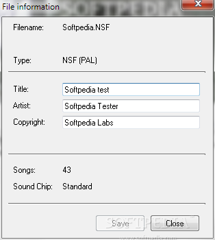 NSF Tool screenshot 2 - From this tab of NSF Tool you'll be able to view and edit the NSF file information.