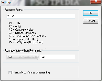 NSF Tool screenshot 3 - The application's settings can be easily customized via this window of NSF Tool.