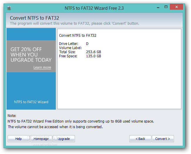 NTFS to FAT32 Wizard Pro 2.3.1 لتحويل البارتيشن من NTFS الى FAT32 بدون فورمات 2013 في اخر اصدار NTFS-to-FAT32-Wizard_3