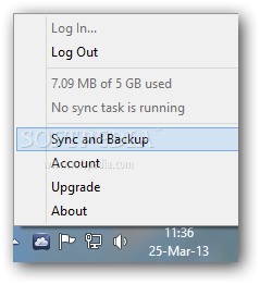 OpenDrive screenshot 3 - OpenDrive is displayed in the system tray, allowing you to easily sync or backup files