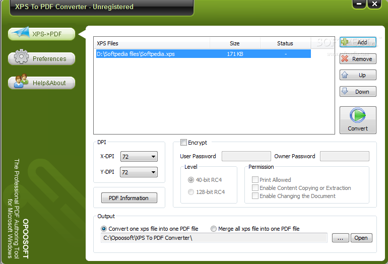 OpooSoft XPS PDFͼû5.6_OpooSoft XPS To PDF GUI Command Line 5.6