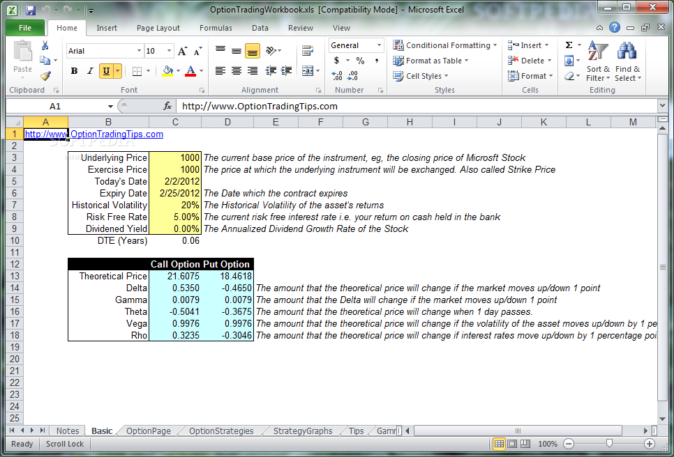 stock option valuation spreadsheet free download