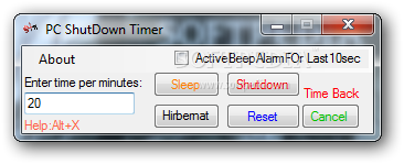 PC ShutDown Timer screenshot 1 - PC ShutDown Timer is a small application that can help you schedule computer shutdown, hibernate and sleep.