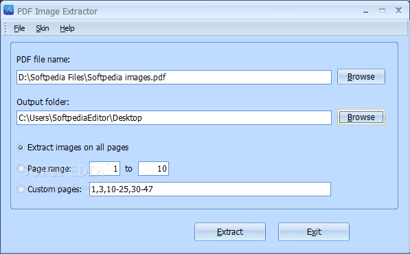 PDF Image Extractor screenshot 1 - PDF Image Extractor allows you to add the file you want to work with and extract the images to the output location you prefer