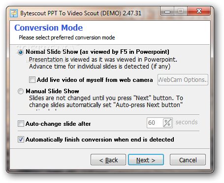  Video on Ppt To Video Scout Screenshot 3   The Conversion Mode Step Of The